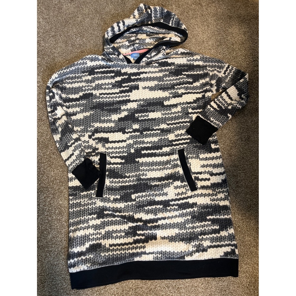 Simply Vera Vera Wang Womens Gray Black Knit Pattern Hoodie Dress Size S